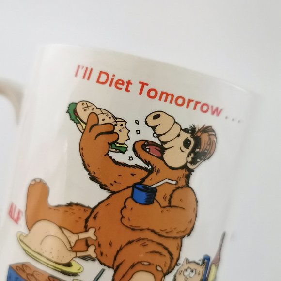 Alf Coffee Mug Funny Diet 1980s TV Show Character Russ Berrie Made in Korea - Picture 4 of 11